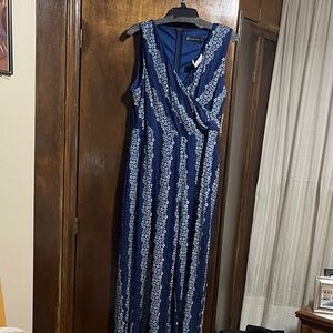 New York & Company Navy and White Jumpsuit